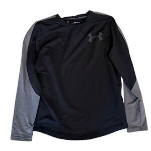 Under Armour Coldgear Black/Gray Crew Neck Loose Fit Long Sleeve Shirt - Medium
